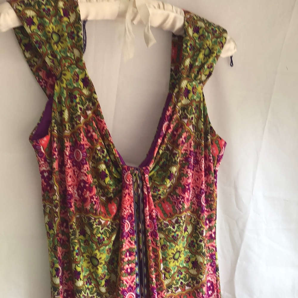 London Times Printed Maxi Dress in Pink & Green - Picture 2 of 4